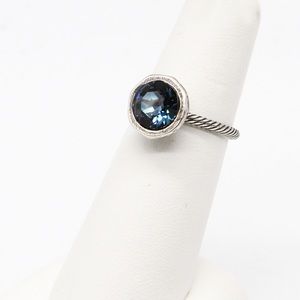 Blue sapphire stacking cable ring- adjustable ring